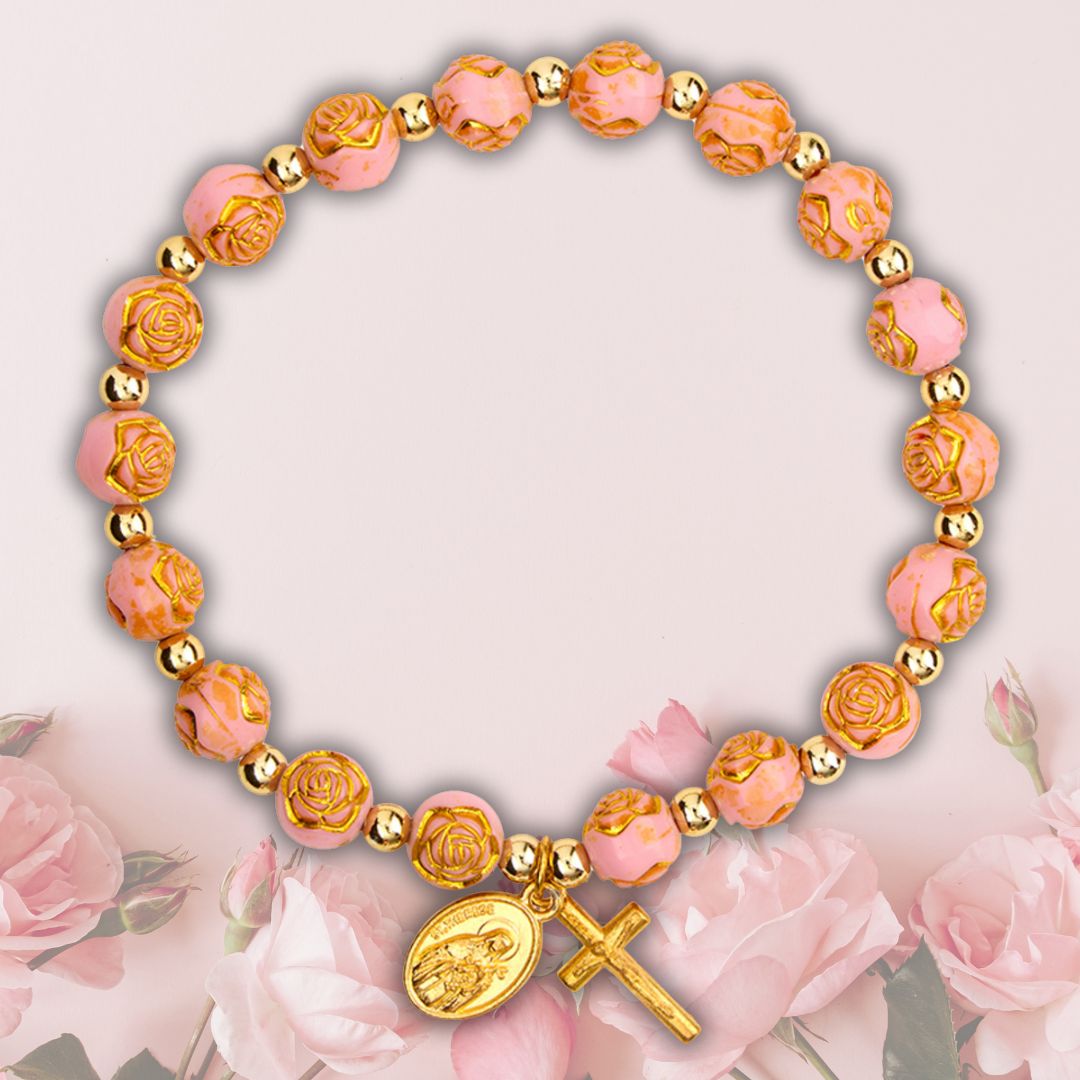 FREE St. Therese Golden Rose Bracelet – Catholic E-Store