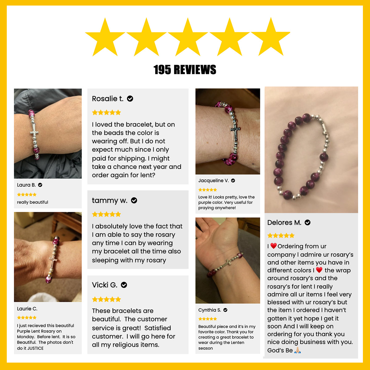 HOTYA Catholic Prayer Charm Rosary Beaded Cross Bracelet With Crystal Beads For Women