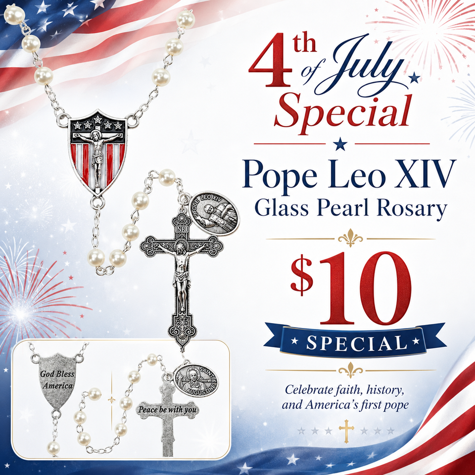 Pope Leo XIV Glass Pearl Rosary ($10 Special)