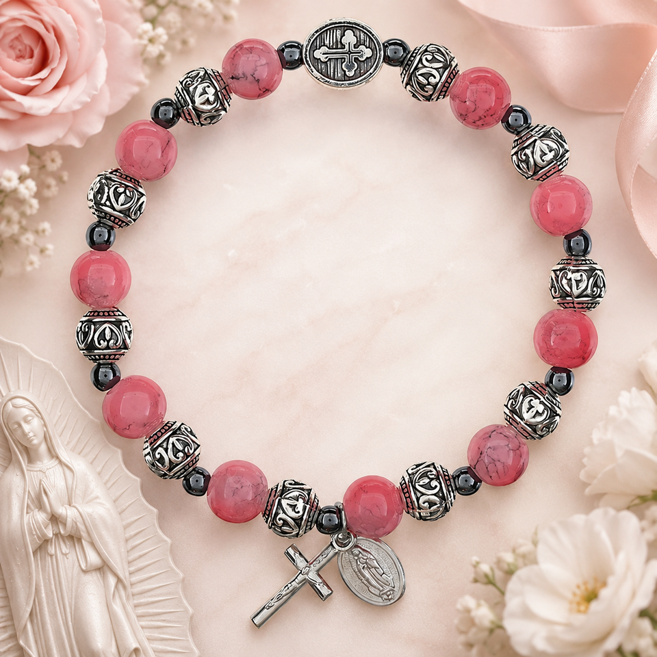 FREE Our Lady of Guadalupe Pink Rosary Bracelet