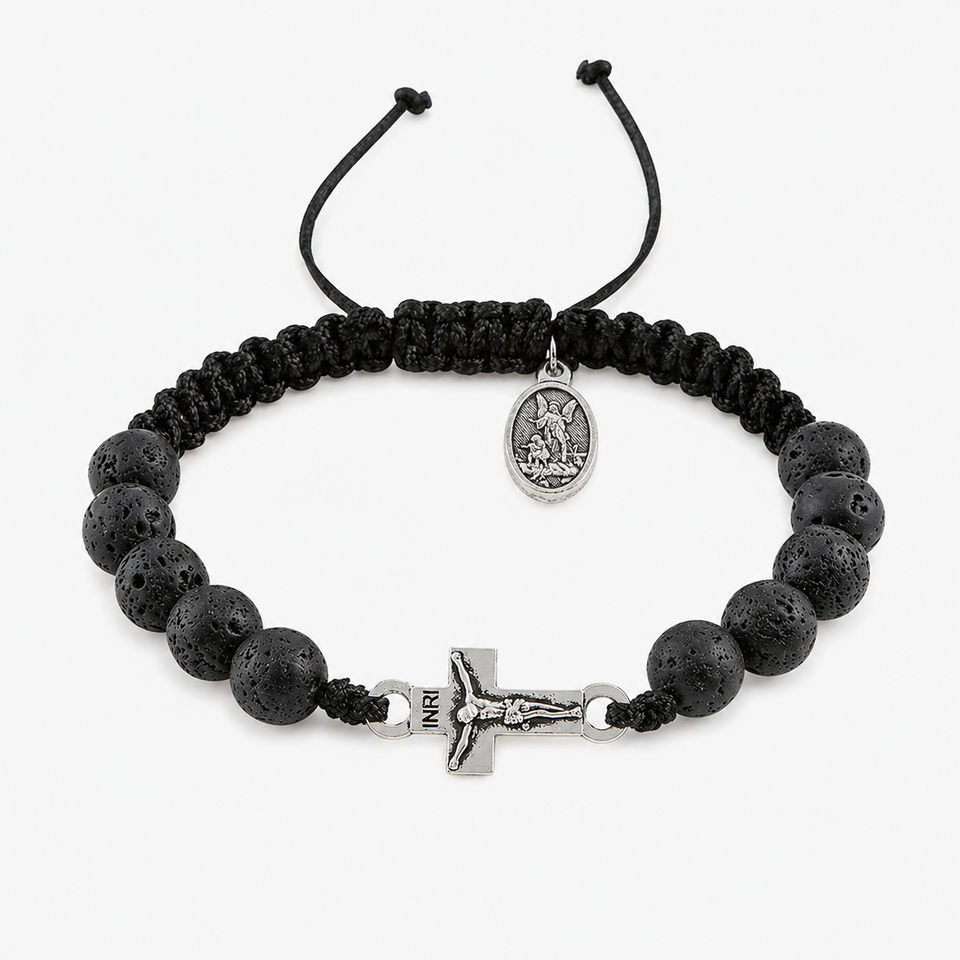 FREE St. Michael & Guardian Angel Lava Bead Bracelet
