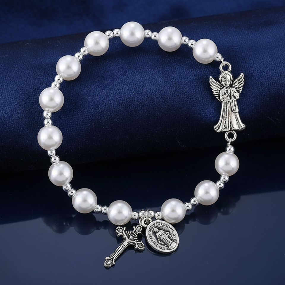 FREE Guardian Angel Pearl Rosary Bracelet