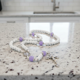 FREE White and Purple Miraculous Cord Rosary