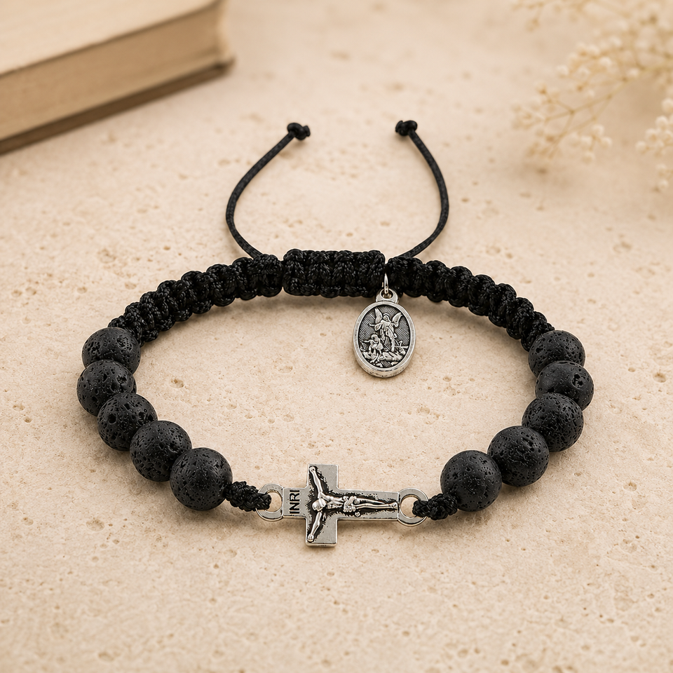 FREE St. Michael & Guardian Angel Lava Bead Bracelet