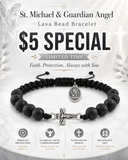 St. Michael & Guardian Angel Lava Bead Bracelet