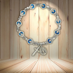 FREE Blue Miraculous Medals Stretch Rosary Bracelet