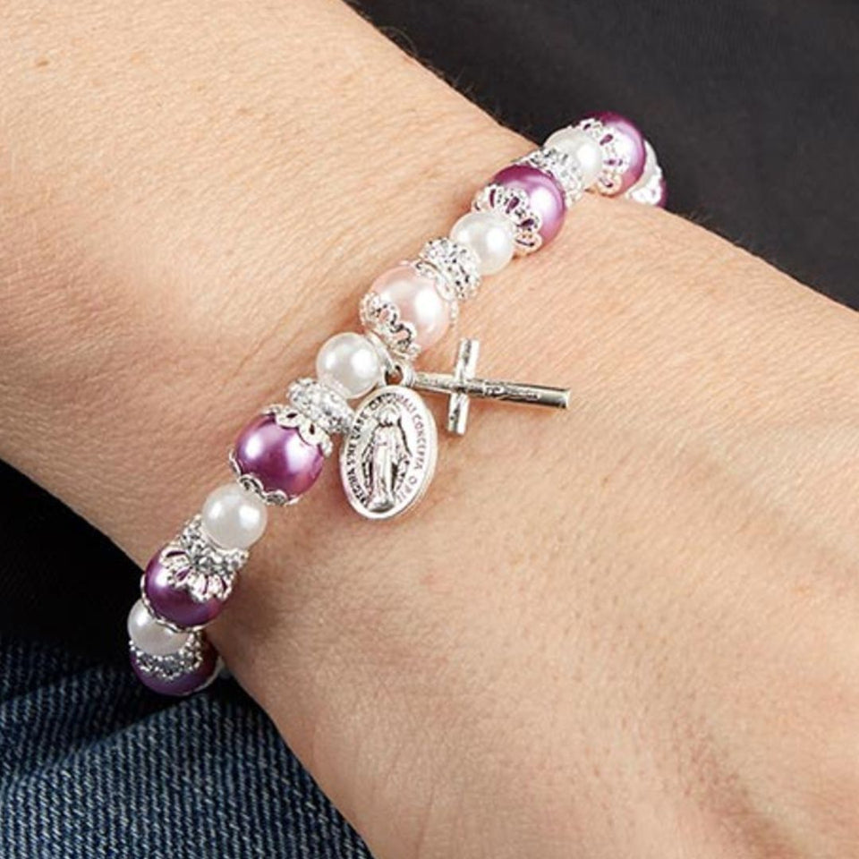 FREE Purple Pearl Rosary Bracelet