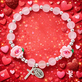 FREE Pink Roses Rosary Bracelet