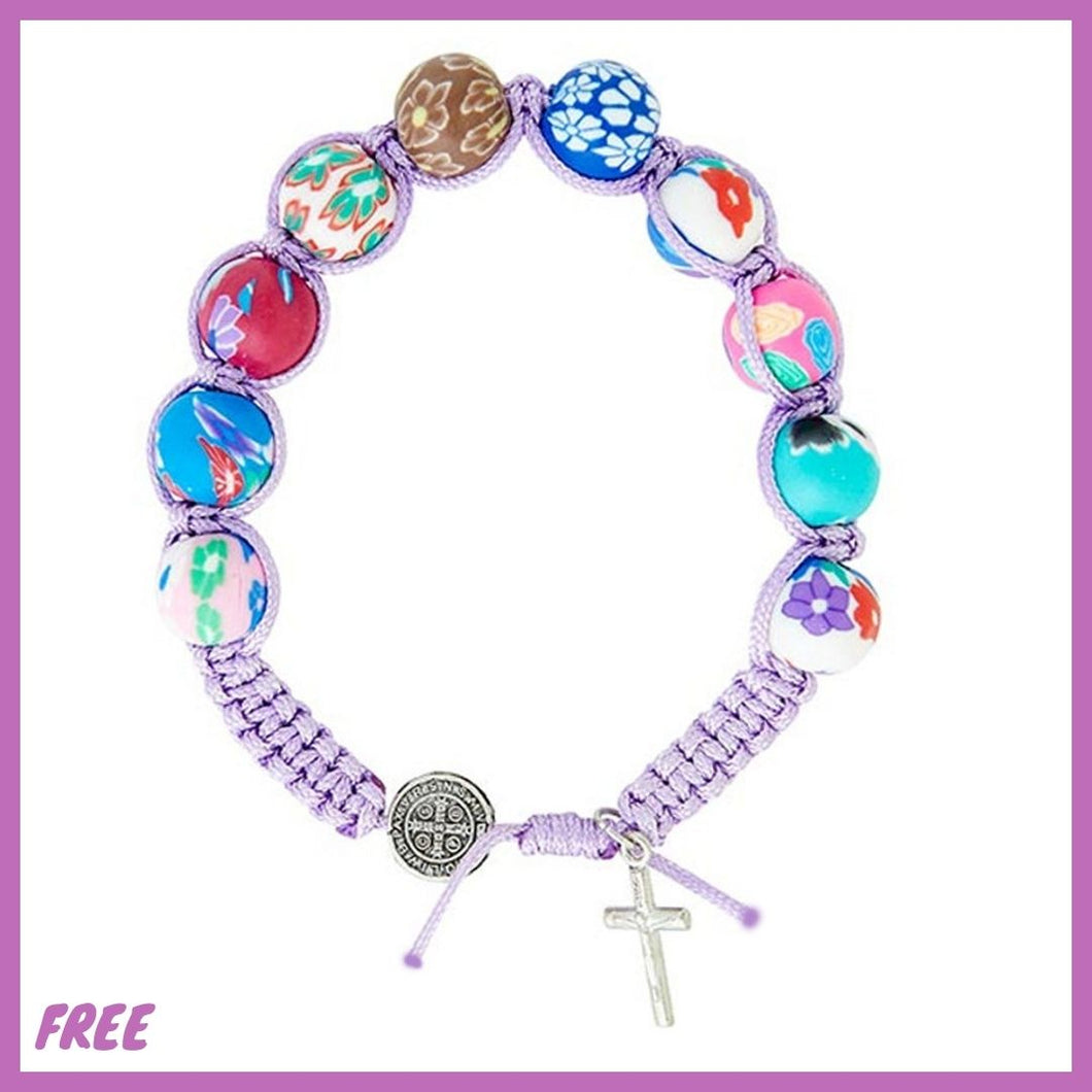FREE St. Benedict Colorful Clay Bracelet