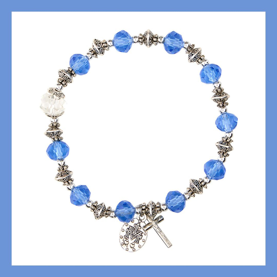 FREE Blue Miraculous Crystal Rosary Bracelet