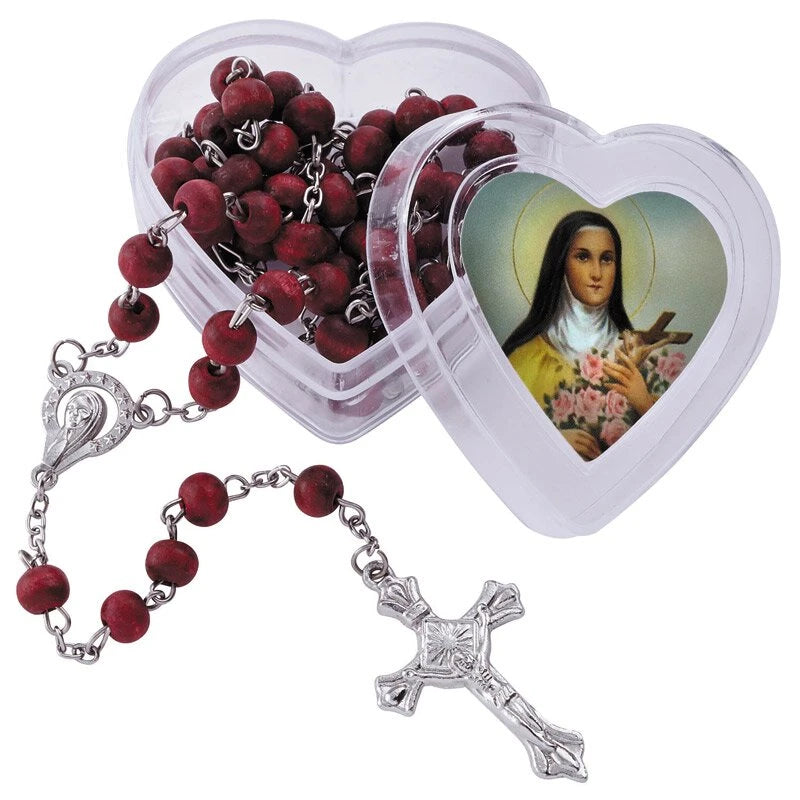FREE St. Therese Rose Scented Rosary with Heart Case