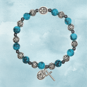FREE Aqua Guardian Angel/St. Michael Bali Bead Rosary Bracelet