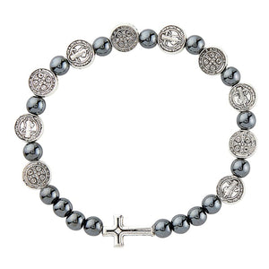 FREE St. Benedict Hematite Beaded Bracelet