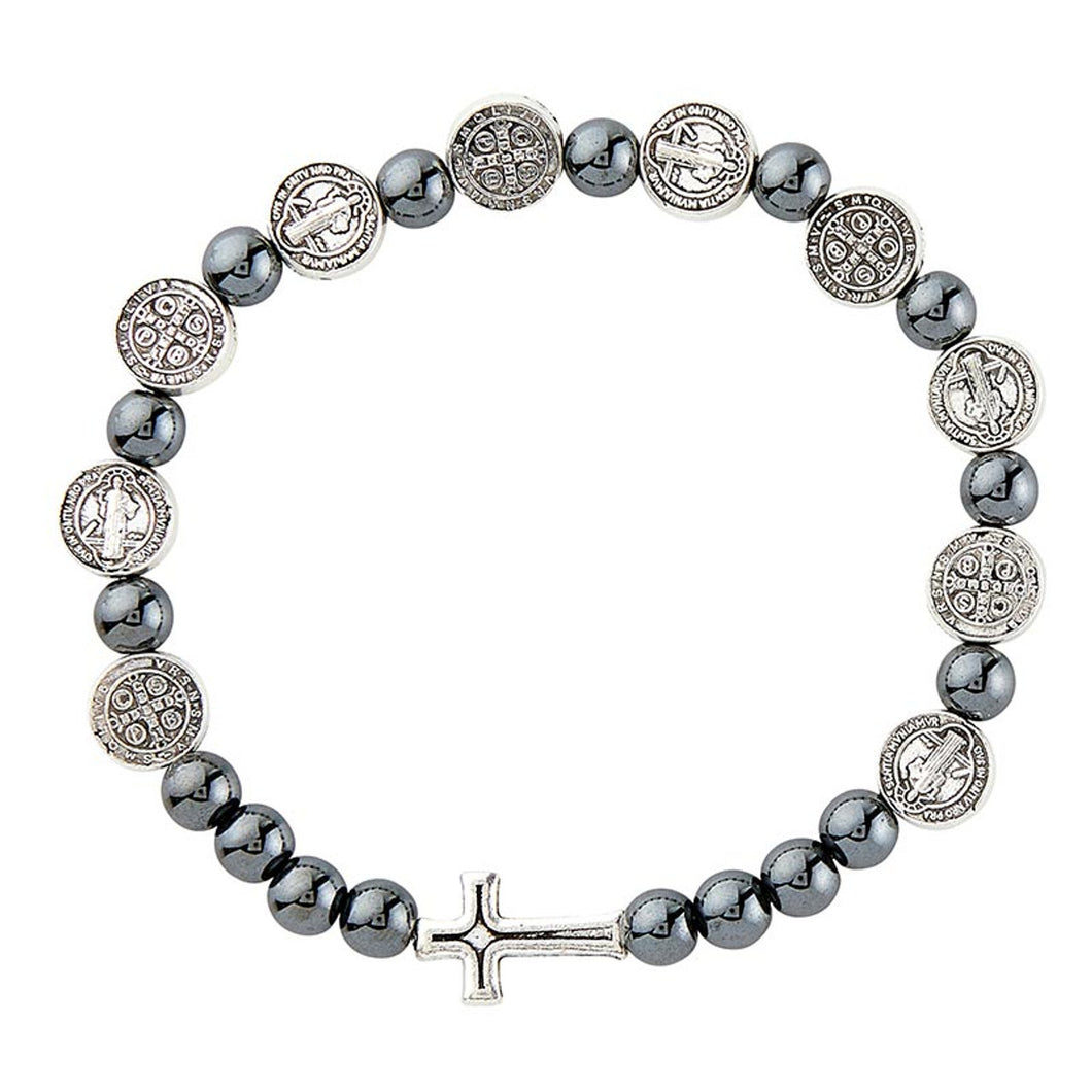FREE St. Benedict Hematite Beaded Bracelet