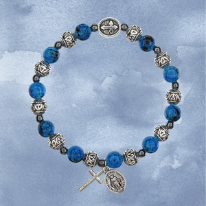 FREE Blue Miraculous Mary Bali Bead Rosary Bracelet