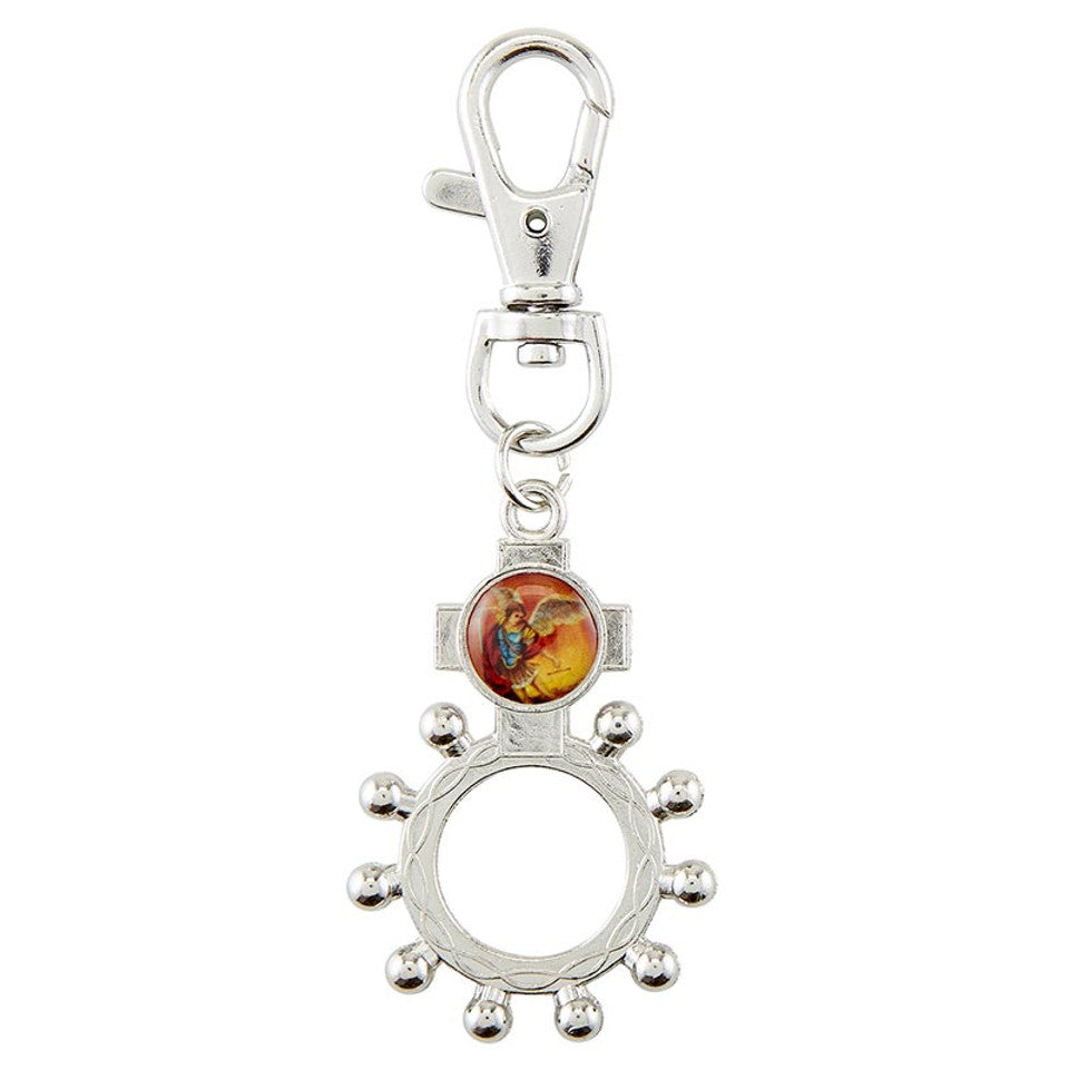 St. Michael Rosary Ring with Clip