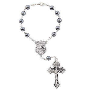 FREE St. Michael Hematite Auto Rosary