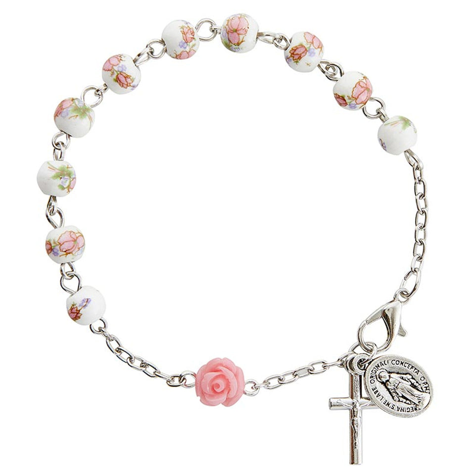 FREE Pink Floral Rose Garden Rosary Bracelet