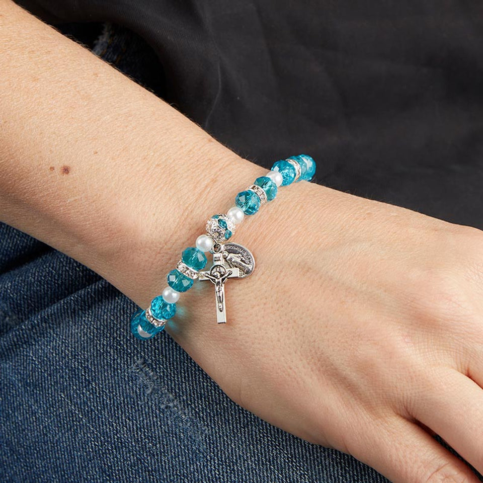 FREE Aqua Crystal Rosary Bracelet