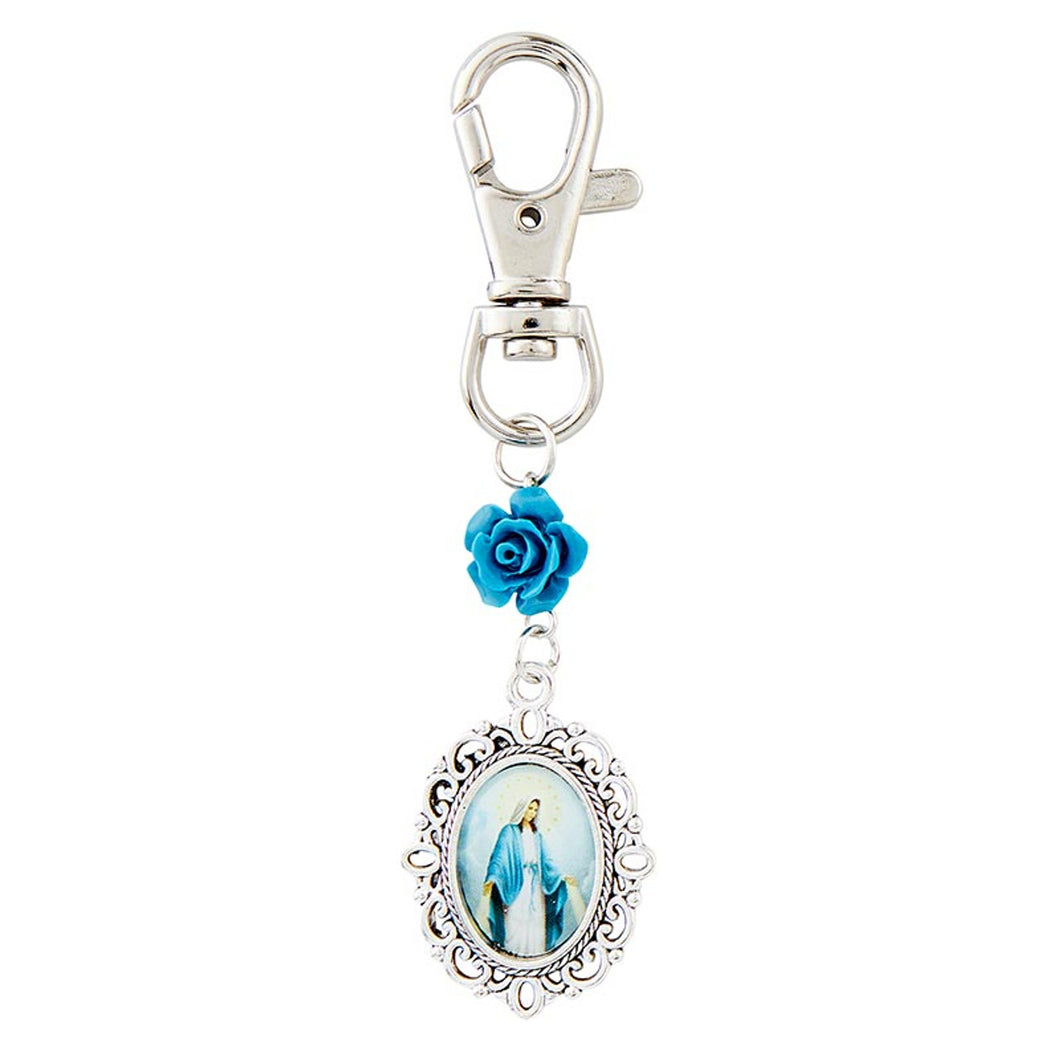Our Lady of Grace Floral Devotional Key Chain