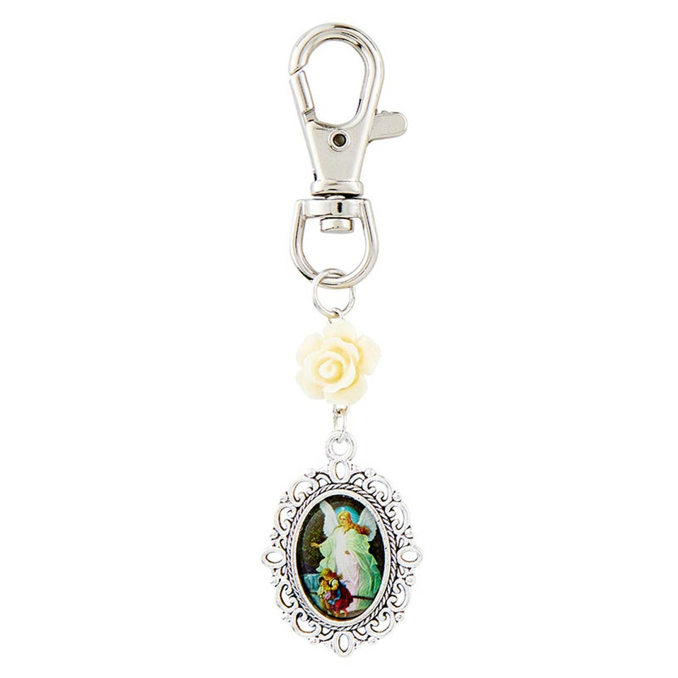 Guardian Angel Floral Devotional Key Chain