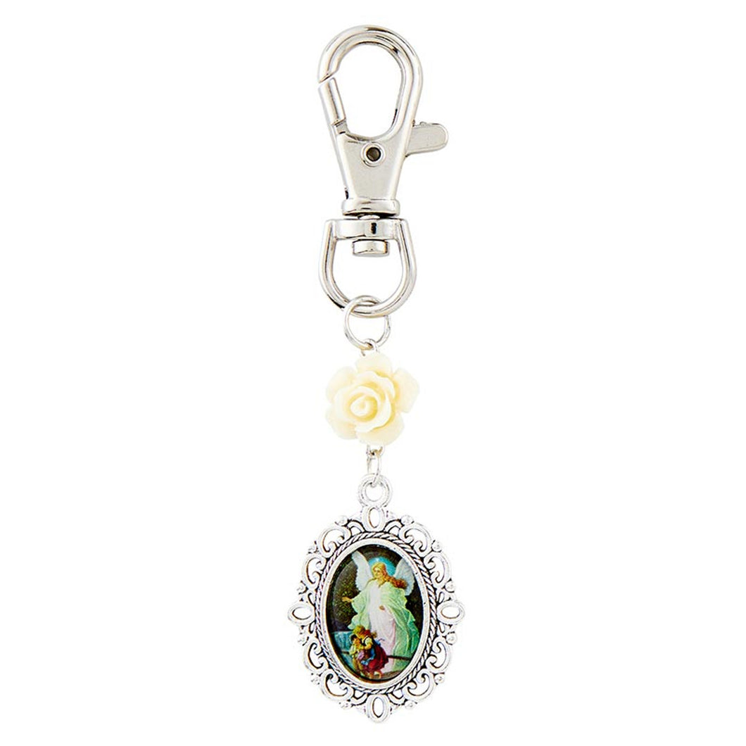 Guardian Angel Floral Devotional Key Chain