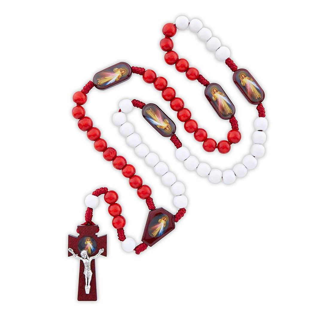 Divine Mercy Red and White Cord Rosary (FREE SHIPPING)