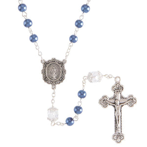 FREE Blue Pearl and Crystal Miraculous Rosary