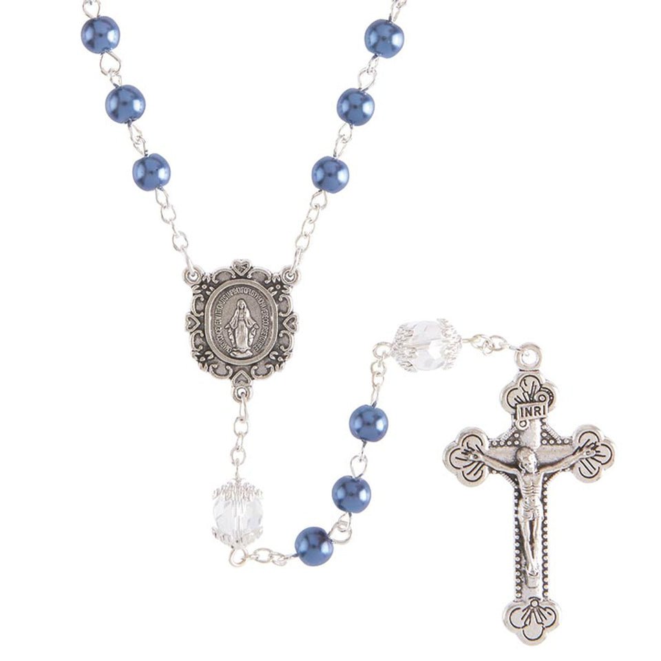 FREE Blue Pearl and Crystal Miraculous Rosary