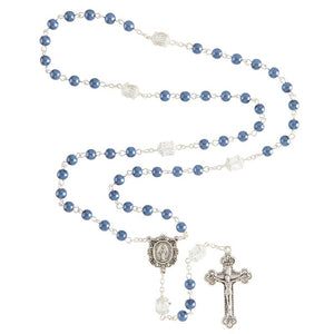 FREE Blue Pearl and Crystal Miraculous Rosary