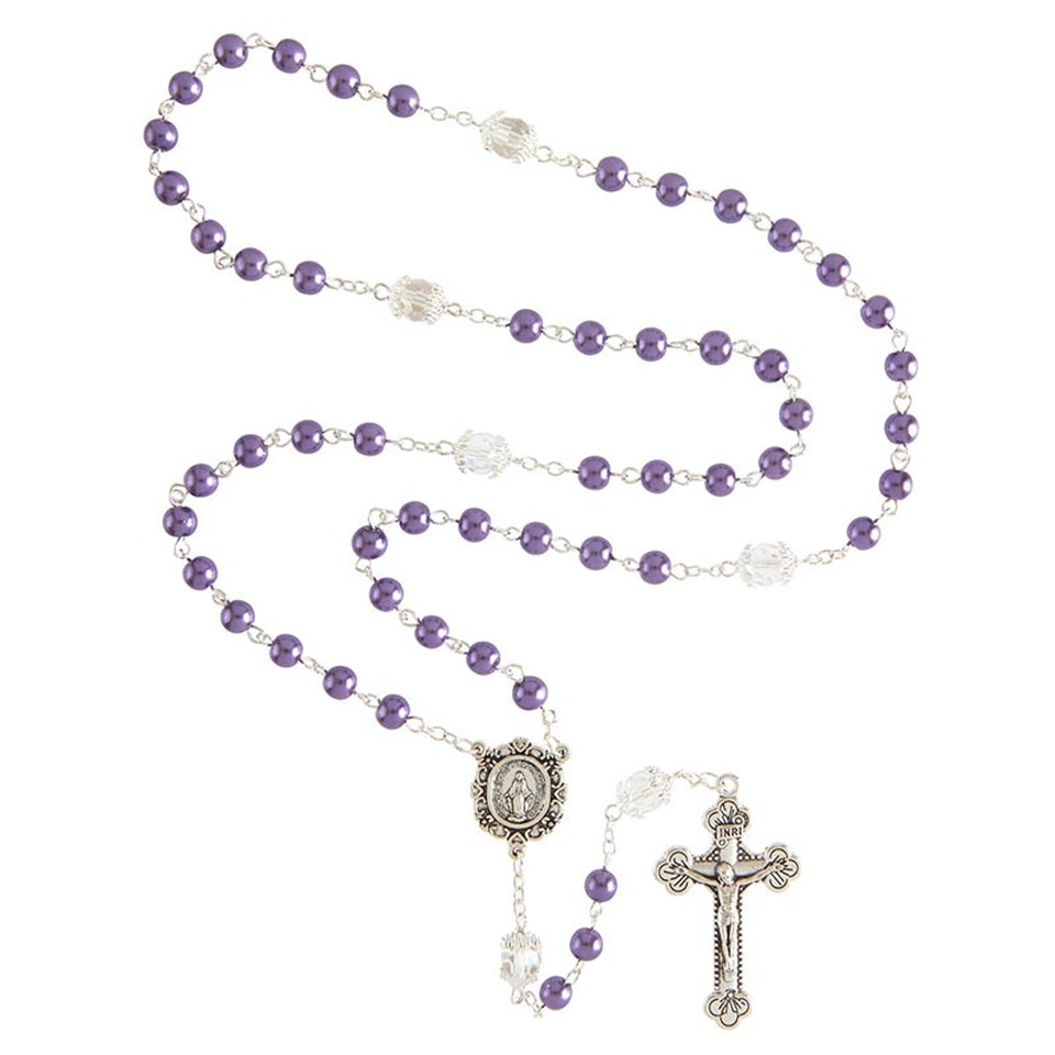 FREE Purple Pearl and Crystal Miraculous Rosary