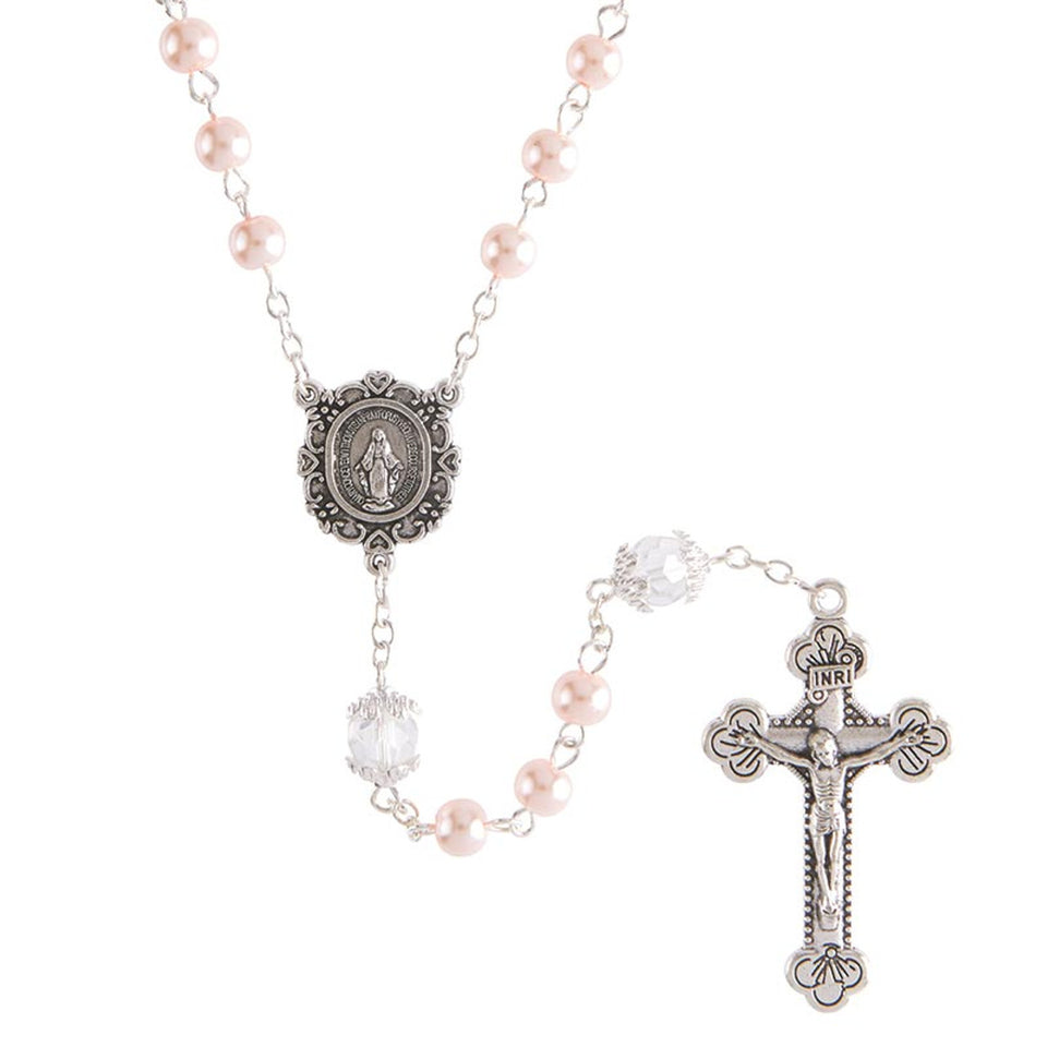 FREE Pink Pearl and Crystal Miraculous Rosary
