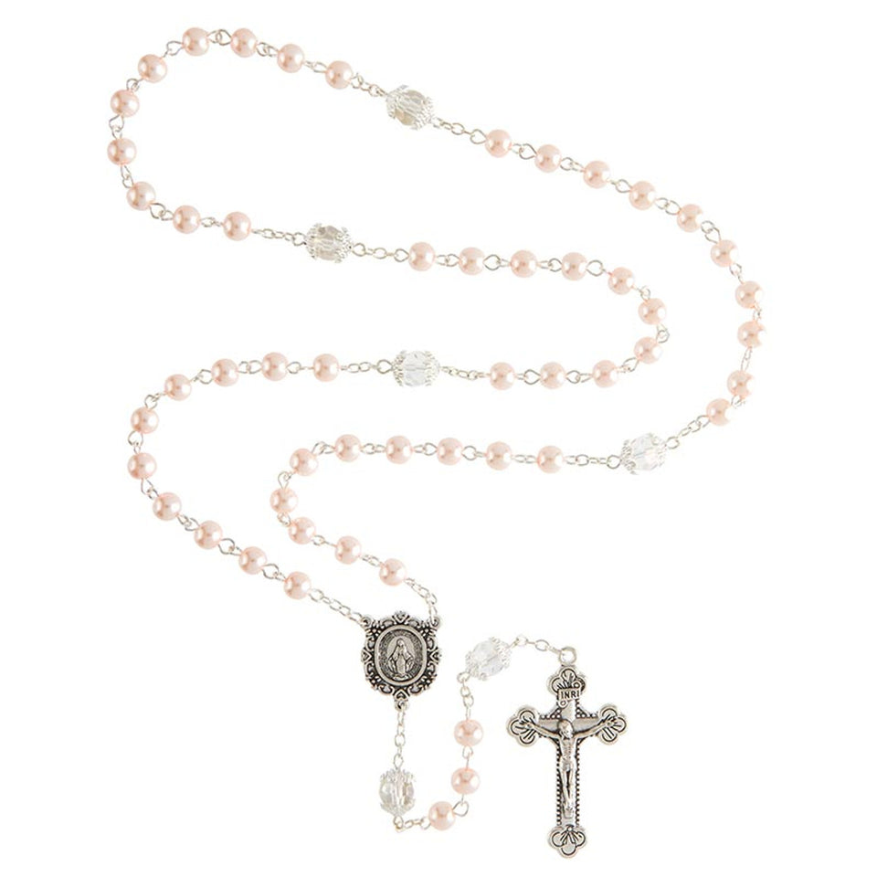 FREE Pink Pearl and Crystal Miraculous Rosary