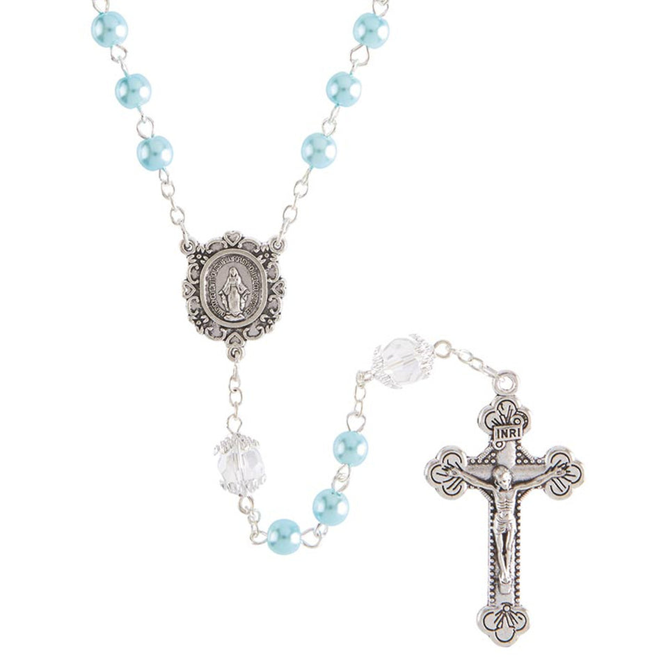 FREE Aqua Pearl and Crystal Miraculous Rosary