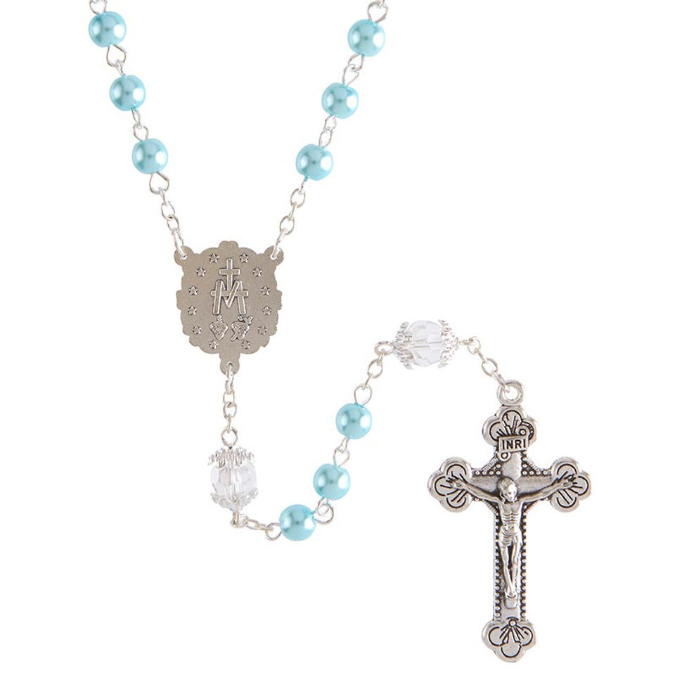 FREE Aqua Pearl and Crystal Miraculous Rosary