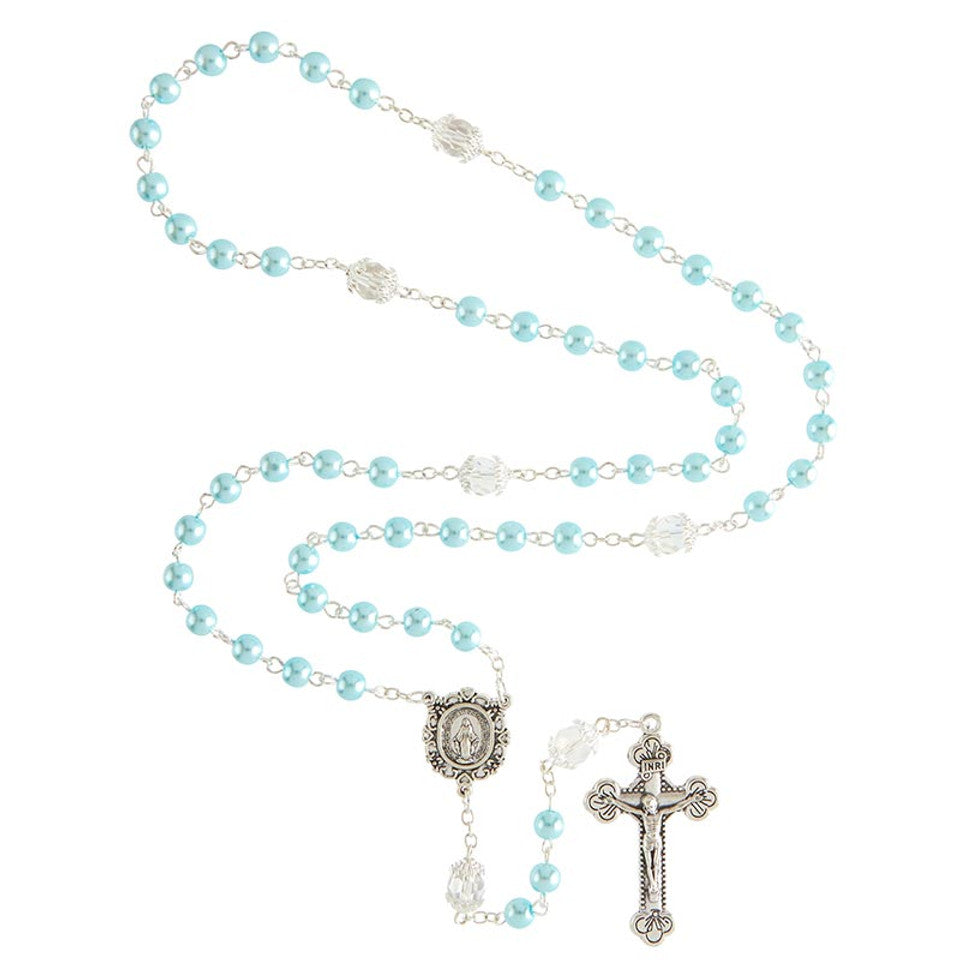 FREE Aqua Pearl and Crystal Miraculous Rosary