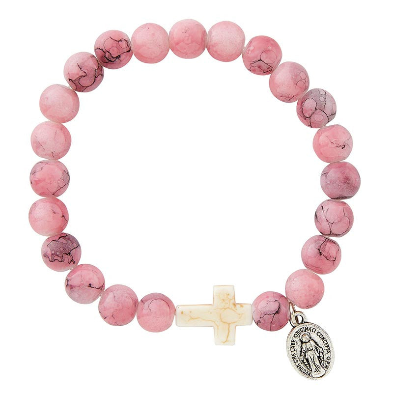 FREE Rose Marble Stone Cross Miraculous Bracelet