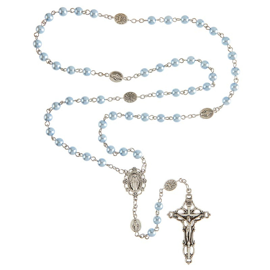 Mary Immaculate Sapphire Pearl Rosary