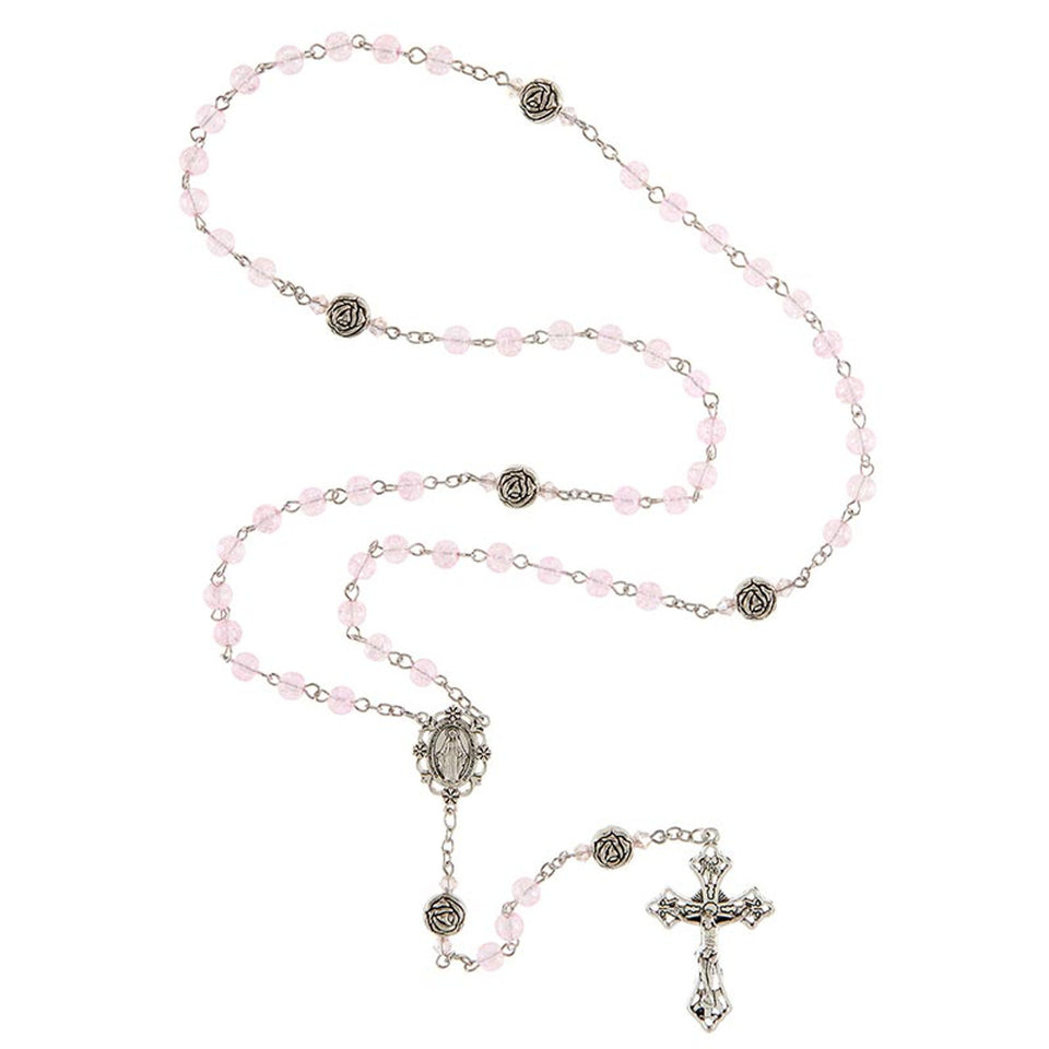 FREE Pink Crackle Glass Bead Rosary