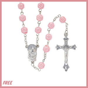 FREE Pink Rose Bead Rosary