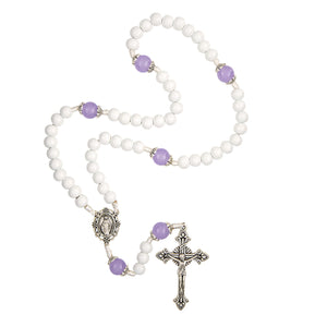 FREE White and Purple Miraculous Cord Rosary