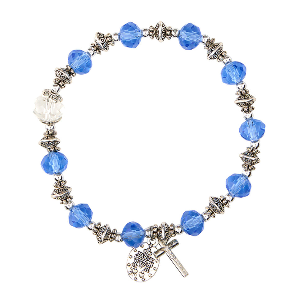 FREE Blue Miraculous Crystal Rosary Bracelet
