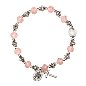FREE Pink Miraculous Crystal Rosary Bracelet
