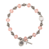 FREE Pink Miraculous Crystal Rosary Bracelet