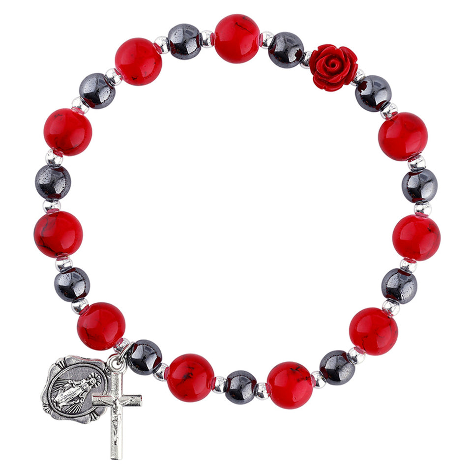 FREE Red Rose Miraculous Rosary Bracelet