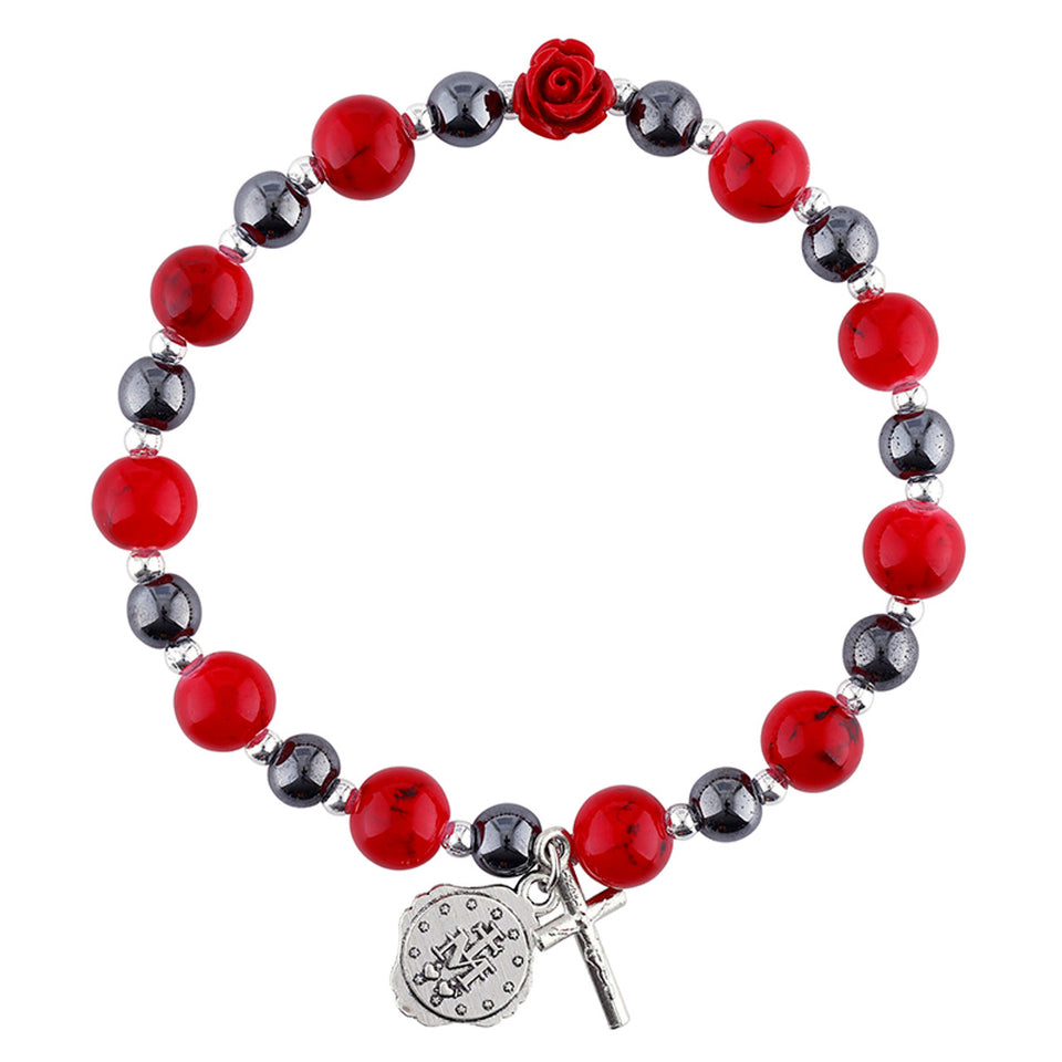 FREE Red Rose Miraculous Rosary Bracelet