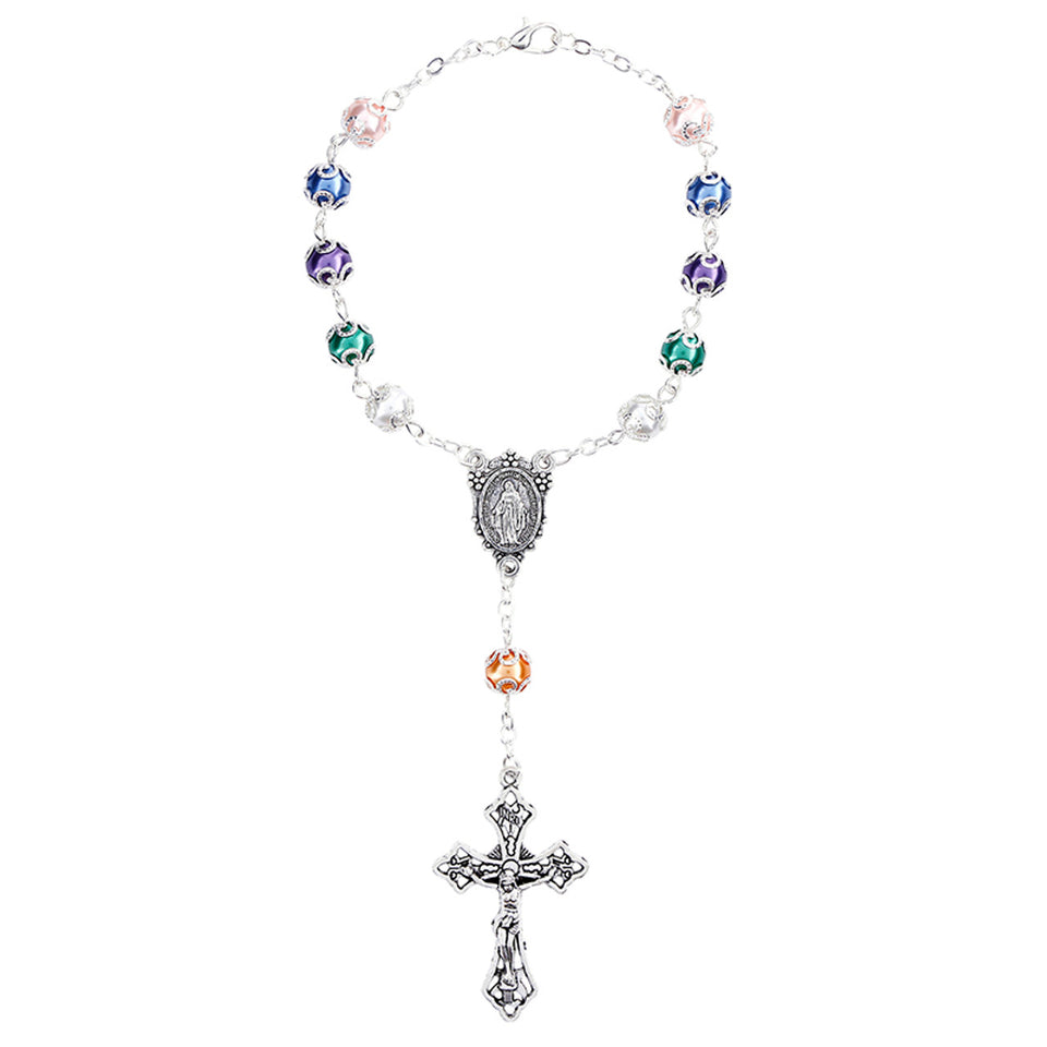 FREE Colorful Pearl Miraculous Auto Rosary