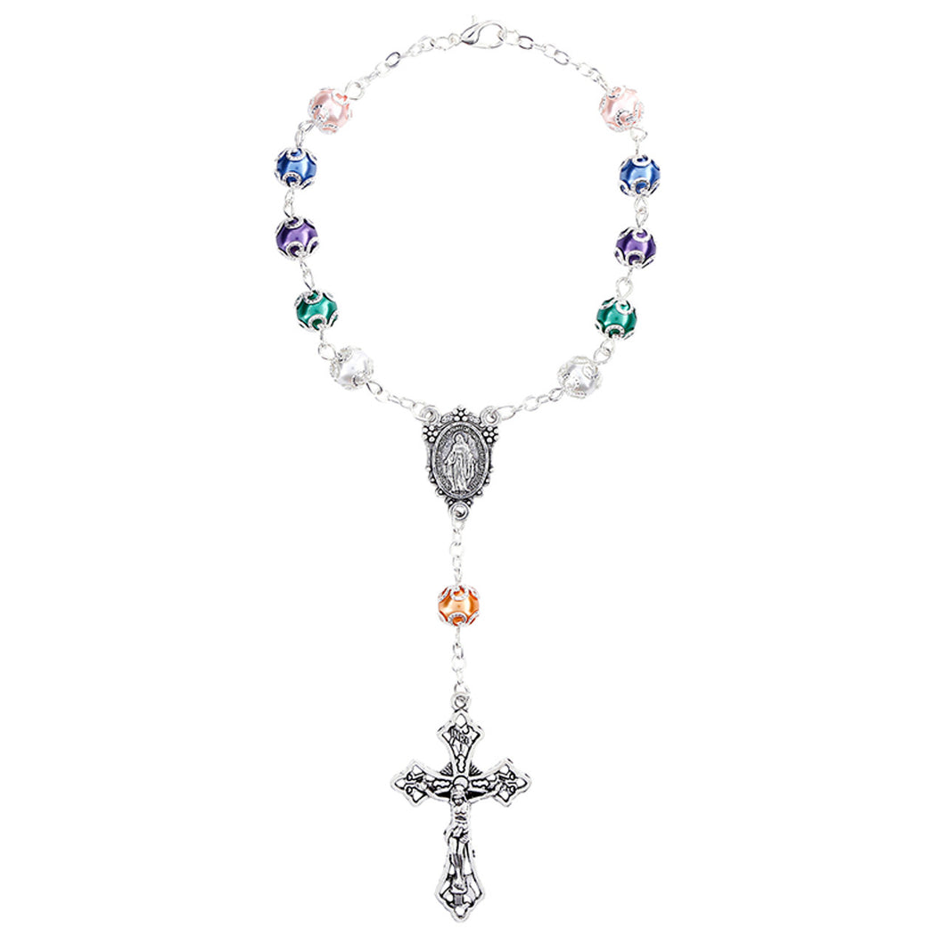 FREE Colorful Pearl Miraculous Auto Rosary