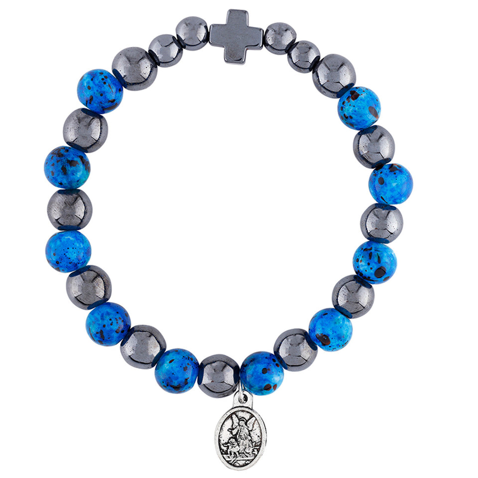 FREE St. Michael Hematite and Marble Rosary Bracelet