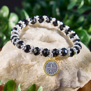 FREE St. Benedict Black Crystal Two-Tone Bracelet